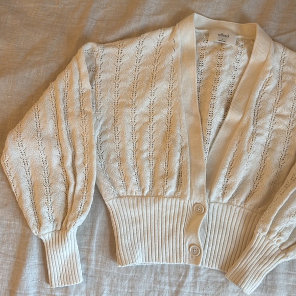 Aritzia Wilfred Knit Cardigan V neck Sweater White Small - Picture 3 of 5